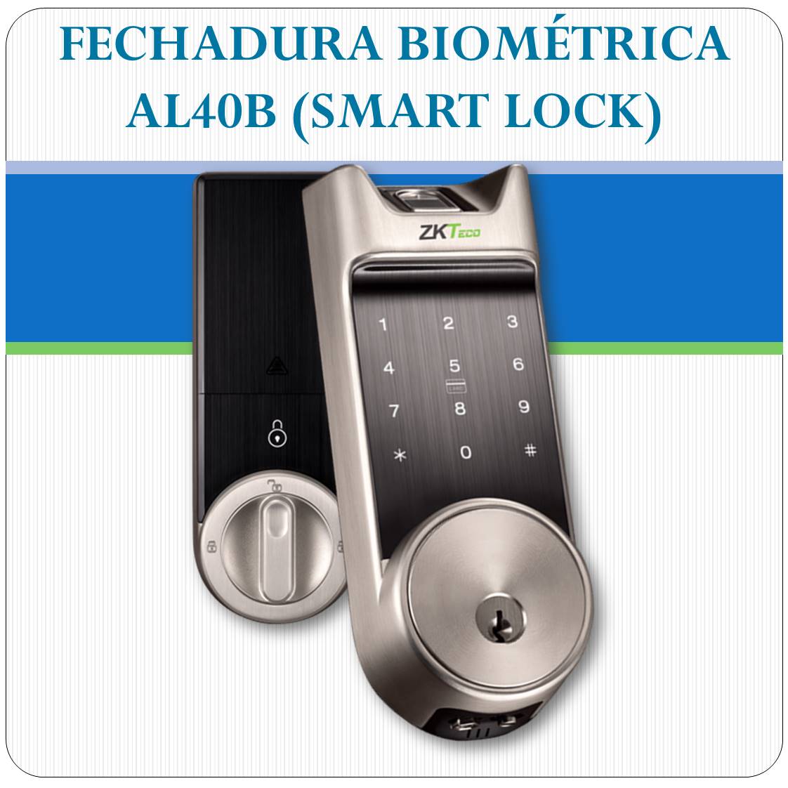 Fechadura Biométrica Eletrônica com Bluetooth e reconhecimento de digitais - AL40B