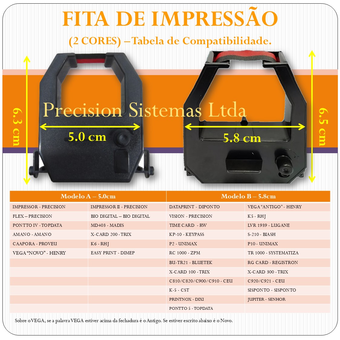 Fita de Impressão Impressor - 2 cores - preto e vermelho
