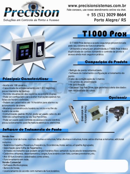 T1000 Prox - controle de ponto ou acesso