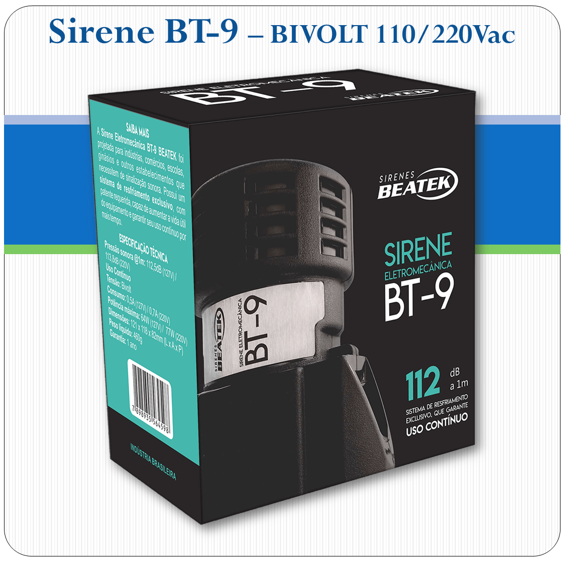 Sirene Eletromecânica BT-9 - 113.8dB Sirene Eletromecânica BT-9 - 113.8dB