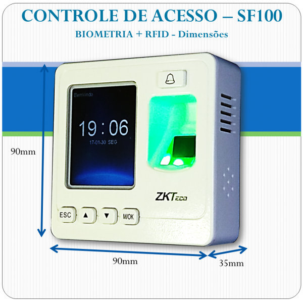 Controle de Acesso Biométrico + RFID PSF100 ID