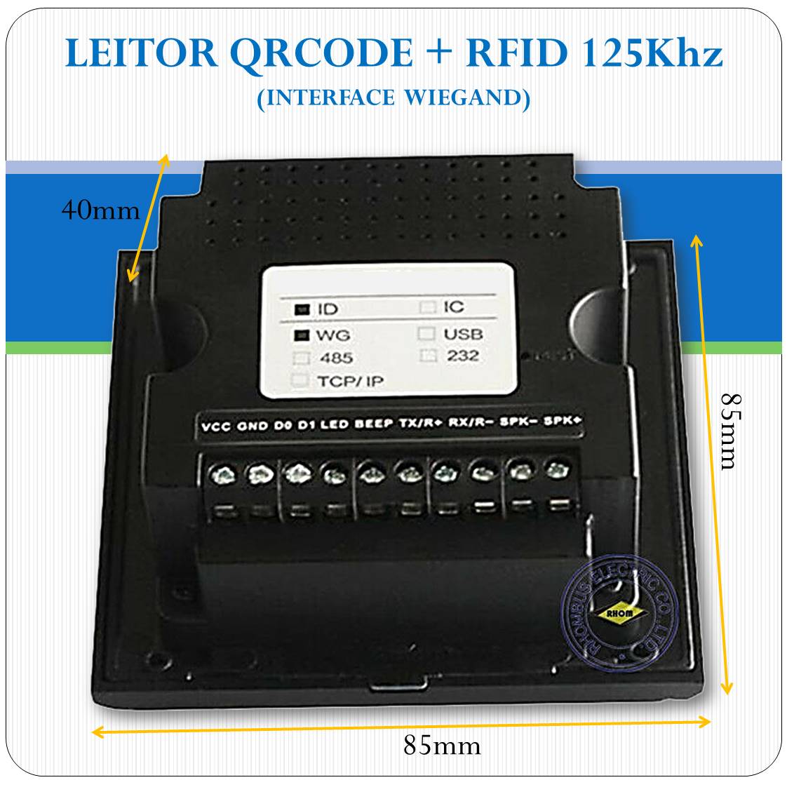 Leitor De Qrcode E Rfid 125khz Integrados - Interface Wieg26