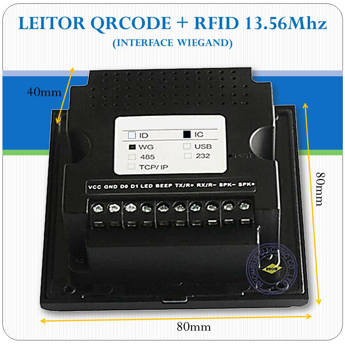 Leitor De Qrcode E Rfid 13.56Mhz Integrados - Interface Wieg26 Leitor De Qrcode E Rfid 13.56Mhz Integrados - Interface Wieg26