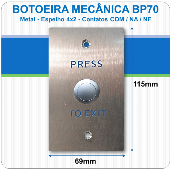 Botoeira Mecânica de Embutir NA-C-NF - Aço Inóx 4x2 - BP70 Botoeira Mecânica de Embutir NA-C-NF - Aço Inóx 4x2 - BP70