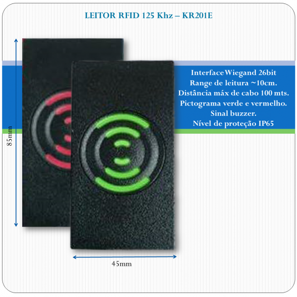 Leitor de RFID slave - KR201E - 125Khz Leitor de RFID slave - KR201E - 125Khz