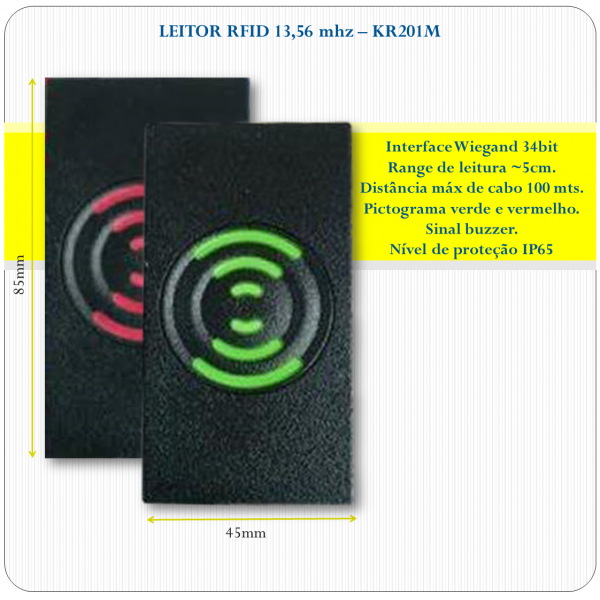 Leitor de RFID slave - KR201M - 13,56Mhz Leitor de RFID slave - KR201M - 13,56Mhz