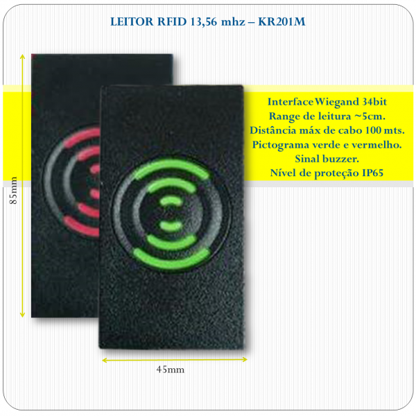 Leitor de RFID slave - KR201M - 13,56Mhz