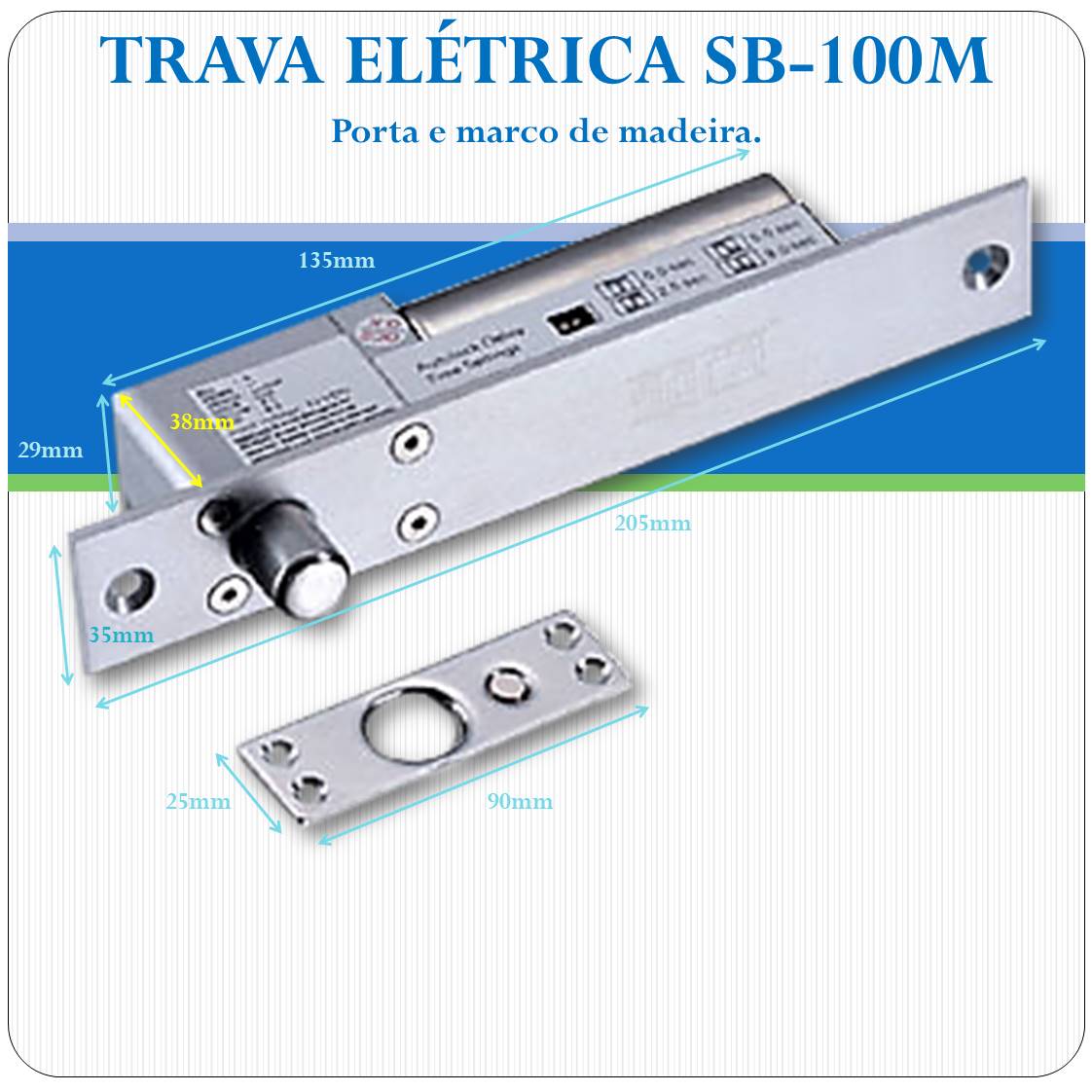 Trava elétrica Solenoide 12V - SB-100M