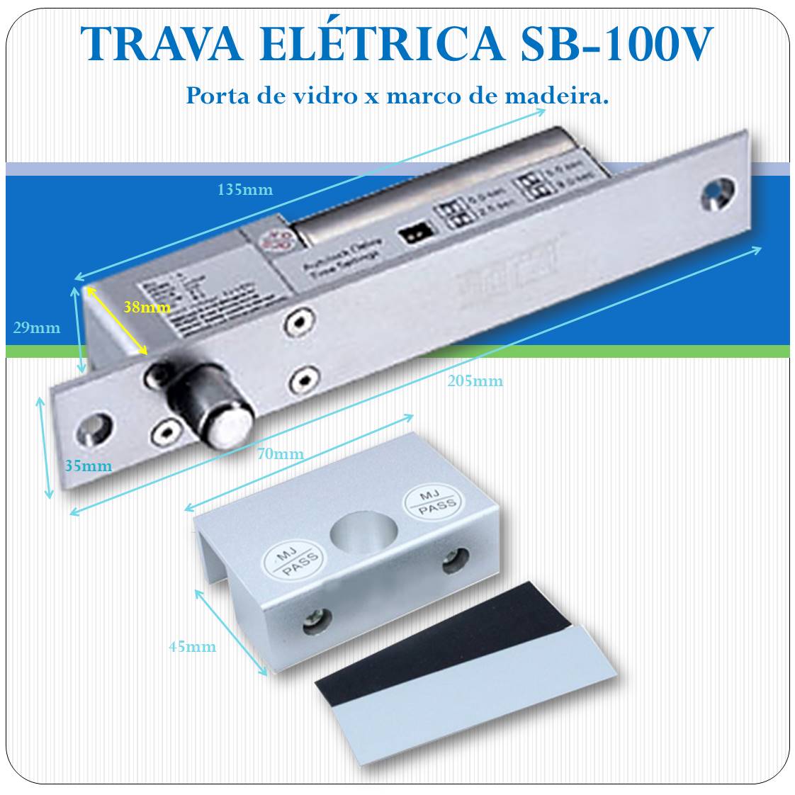 Trava elétrica Solenoide 12V - SB-100V