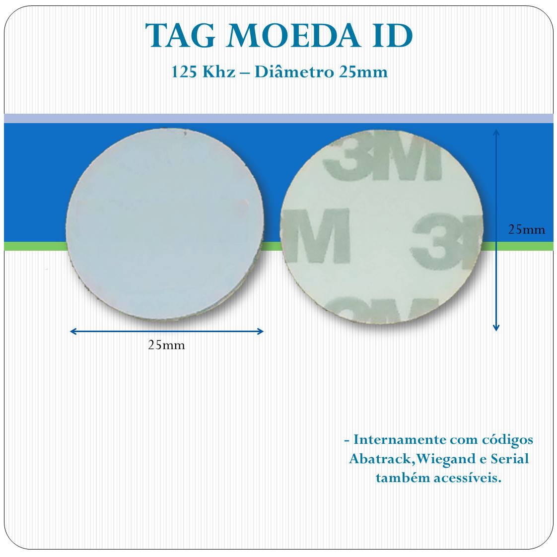 Tag Moeda RFID 125Khz Adesivada