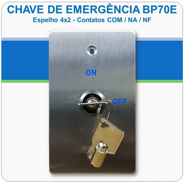 Chave de Emergência 4x2 - Contato NF-C-NA - BP70E Chave de Emergência 4x2 - Contato NF-C-NA - BP70E