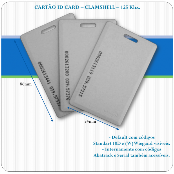 Cartão de Proximidade - CLAMSHELL - 125Khz. Cartão de Proximidade - CLAMSHELL - 125Khz.