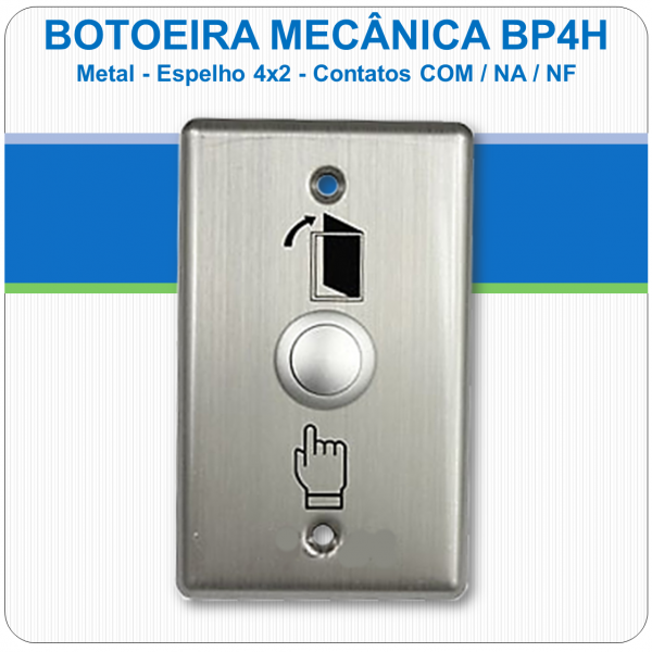 Botoeira Mecânica de Embutir NA-C-NF - Aço Inóx 4x2 BP4H Botoeira Mecânica de Embutir NA-C-NF - Aço Inóx 4x2 BP4H
