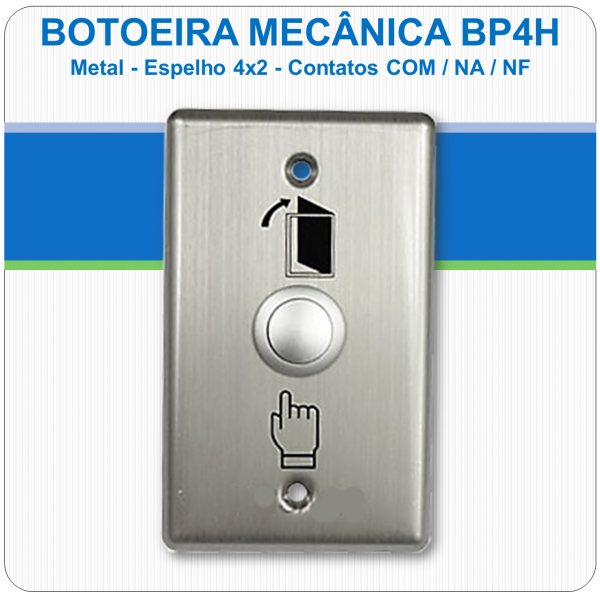 Botoeira Mecânica de Embutir NA-C-NF - Aço Inóx 4x2 BP4H